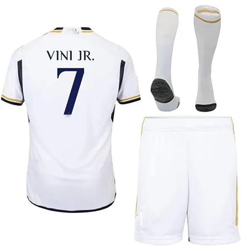 La Mejor Selección de Body real Madrid de esta semana. 32 Madrid Home Vinicius - Juego de playera para niños + pantalones cortos + calcetines, talla M (8-9) años para jóvenes, Blanco, Medium
