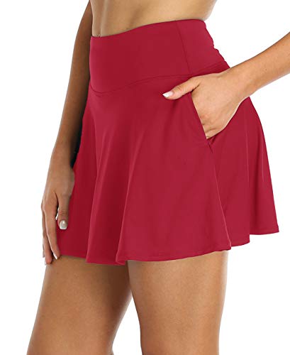 Image of Oalka Women's Pleated Skirt with Pockets High Waist Sports Athletic Running Shorts Golf Tennis Skorts