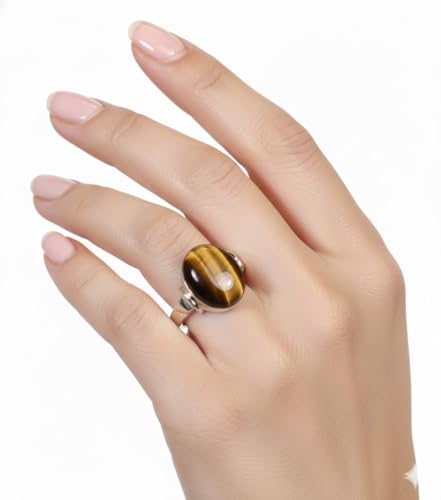 Image of 55Carat Choose Your Color Natural Gemstone Sterling Silver Statement Rings Oval Shape Handmade Sizes 5-12