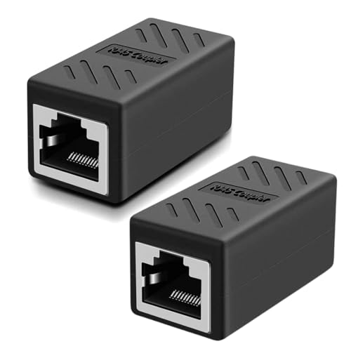 Image of COOLCOLD (2-Pack) RJ45 Ethernet Coupler Cat7, Cat6 Cat5e LAN Coupler Ethernet Extender Adapter Extension Jointer Extending The LAN Cables Female to Female Connector - Black