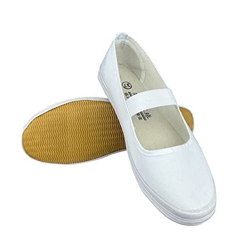 Image of Women Canvas Slip On Shoes White Lightweight Casual Loafers Flat Shoes