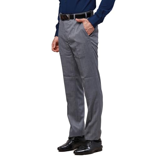 Image of Raymond Slim Fit Poly Viscose Blend Structure Pattern Flat Front Formal Trouser