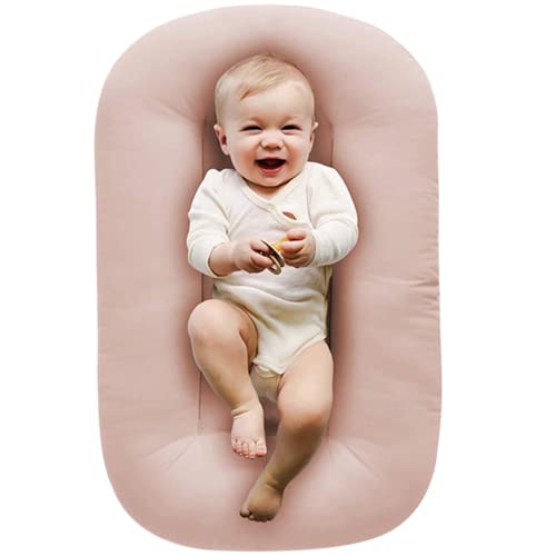 Image of Baby Lounger Pillow for Newborn, 0-12 Months Baby Nest Pillow Cosleeping for Baby in Bed, Newborn Lounger for Boys Girls (Pink)