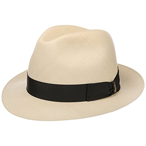 Made in Italy Borsalino Cappello Panama Prestige Bogart Donna/Uomo - Made in Italy Estivo Cappelli da Uomo con Nastro Grosgrain Primavera/Estate Estate - 58 cm Natura