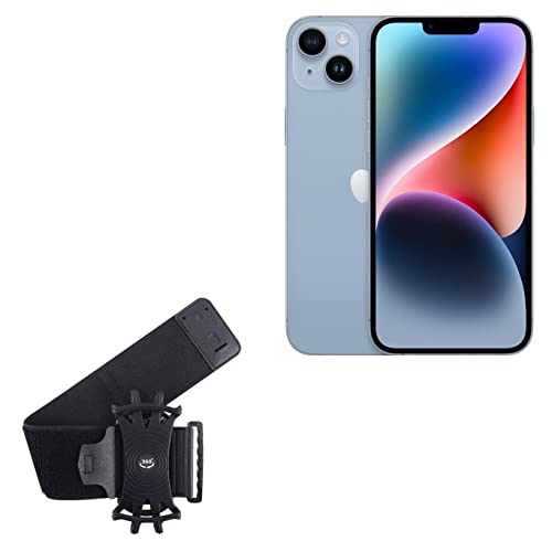 BoxWave Holster Compatible with Apple iPhone 14 Plus - ActiveStretch Sport Armband, Adjustable Armband for Workout and Running - Jet Black