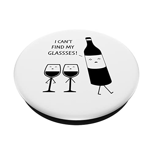 I can't find my glasses Wine Lover Funny Quote PopSockets Swappable PopGrip, Black - Image 2