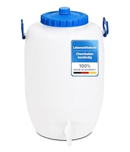 Hessentaler Container® Getränkefass 40L – Lebensmittelechtes Weithalsfass mit Deckel & Hahn – Made in Germany – extrem stabil, chemikalienbeständig, leicht zu reinigen – ideal für Most, Wein & Wasser