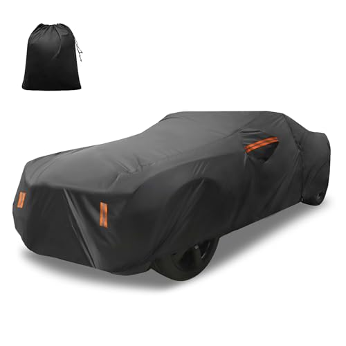Image of X AUTOHAUX Car Cover for Chevy Camaro 2010-2021 Aluminum Film Outdoor Waterproof Sun Rain Snow Hail Protection with Driver Door Zipper