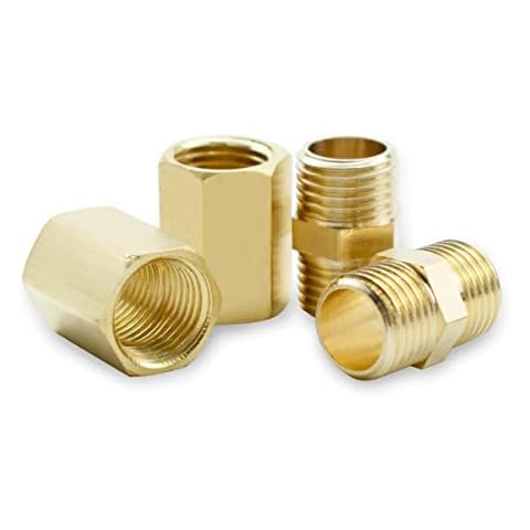 Bwintech 4 Pcs 1/2" to 1/2" Female & Male BSP Thread Brass Hex Nipple & Hex Coupling Connector for Pipe Connecting Conversion Cover
