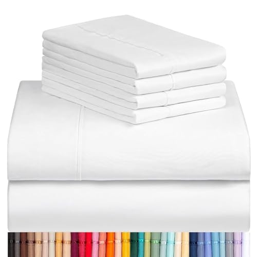 6 PC Queen Sheet Set, Rayon Made from Bamboo Bed Sheets, Deep
