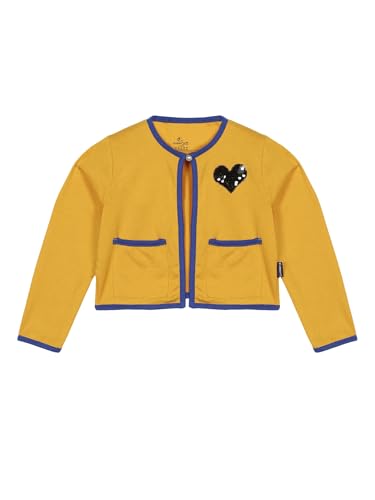 Image of KiddoPanti Girls Fleece Crop Length Shrug | Cotton Poly Fleece Fabric |Sequin Patch on Chest | Front Open Pearl Button Closure | Crop Length, Full Sleeve | Lightweigth & Breathable Girls Shrug