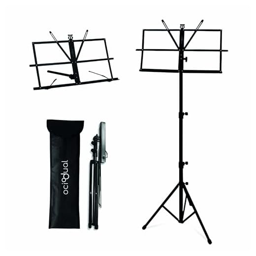 OcioDual Atril Musica, Tripode, Atril Partituras, Soporte Portatil, Plegable con Bolsa de Transporte, Orquesta, Faristol, Altura Ajustable Regulable, Extensible, Soporte para Libros