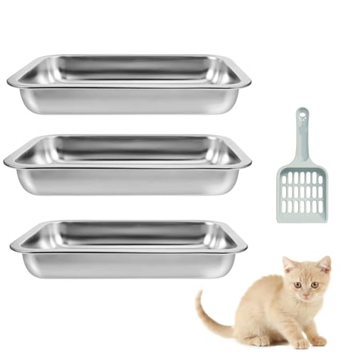 Kit para arenero pequeño de acero inoxidable para gatitos miniatura 1