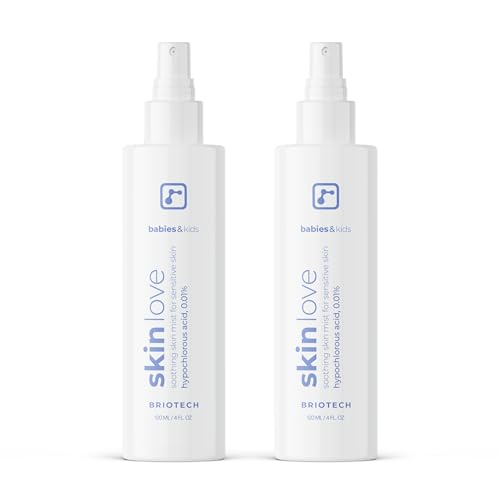 BRIOTECH Babies & Kids Skin Love, Soothing Hypochlorous Acid Spray, Pure HOCl for Sensitive Skin, Calm Redness & Bumps, Support Against Diaper Irritation, Gentle & Vegan, 4 fl oz (2 Pack)
