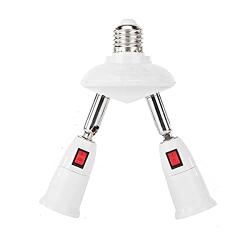 360 Degrees Adjustable 2 In 1 E26/E27 Splitter Socket Adapter. E26/E27 Standard Led Bulbs 360 Degrees Adjustable 180 Degree Bendable Max Watt 120W (White) #TOP4