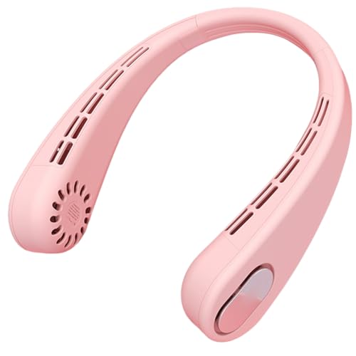 Giwnhvx Ventilador de Cuello Portátil, Ventilador Personal Sin Aspas, Batería Recargable de 4000 MAh, Sin Enganches de Cabello, 3 Velocidades Más Rápido Rosa