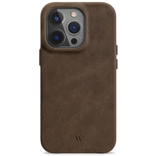 WIIUKA Hülle für iPhone 14 Pro Max Leder aus Deutschland Lederhülle extra Dünn Premium Handyhülle Case Qi Vintage Braun