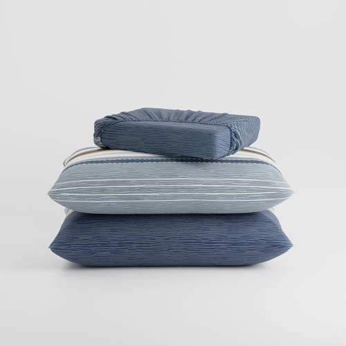 Image of BLISSHOME SoftTouch 150TC Cotton King Size Fitted Bedsheet with 2 Pillow Covers, Silky Smooth Bedding Set, Breathable, Easy Maintain, Geometric Pattern - Grey (183cm x 198cm + 25cm Drop)