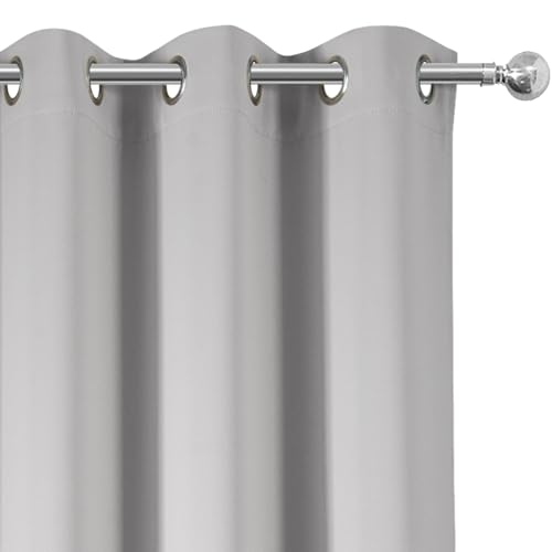 Image of LEMOMO Blackout Curtains 66 x 54 Inch Long Light Grey Curtains Set of 2 Panels Room Darkening Curtains for Bedroom and Living Room