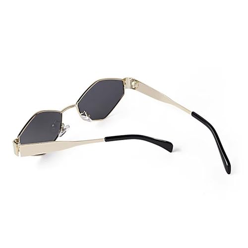 Image of Dervin Fashionable Retro Hexagonal Sunglasses for Women & Men | Trendy, Stylish & Classic 90s Vintage Style | UV400 Protection & Durable Metal Frame
