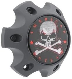 AMERICAN OUTLAW WHEELS BC-789 MATTE BLACK SCREW IN CENTER CAP WITH RED SKULL