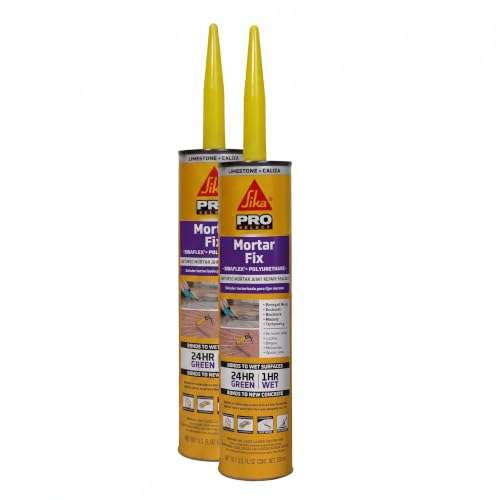 Sikaflex Mortar Fix, Limestone, Polyurethane sealant for Repairing Damaged Mortar, Joints and Gaps. Sealing Mortar Cracks 10.1 fl. oz Cartridge (Pack of 2)
