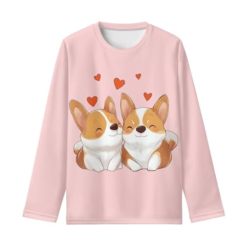 Long Sleeve Tops for Girls Round Neck Shirts Drop Shoulder Tees Loose Fit Clothes 3-16 Years Old