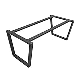 METALOPRO Tischbeine Metall, Schwerlast Stahl Schreibtisch Beine, Tischkufen Schwarz und Schrauben, Bodenschoner, Trapez Tischgestell für Moderne Couchtisch, Esstisch, Wohnzimmertisch - 160x70x72 cm