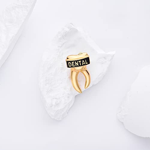 Image of Plikin 2pcs Dental Teeth Pins Brooch Medical Dentist Lapel Backpack Toothbrush Oral Care 14K Gold Plated Silver Pins Badge for Doctors Nurses