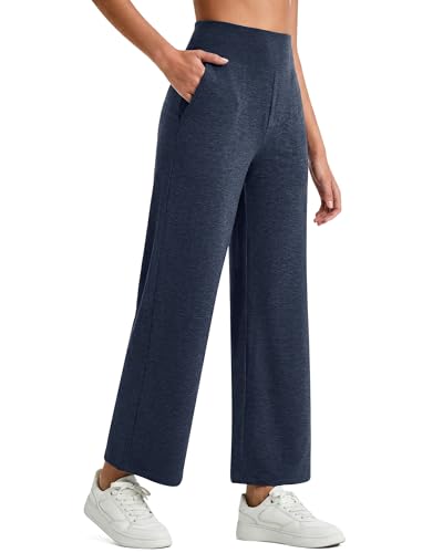 Image of G4Free EverGoing Wide Leg Ankle Pants for Petite Women with Pockets Stretch | Moisture Wicking, 4-Way Stretch, 7 /8 Ankle Length, Faux Fly Detail, Faux Back Pockets, Yoga To Casual Wear