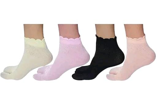 Girls Solid Floral Print Ankle Length Low Cut Peds/Footie/No-Show Women's Socks - pack of 4-image-1