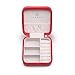 Vlando Small Faux Leather Travel Jewelry Box Organizer Display Storage Case for Rings Earrings Necklace, Christmas Red