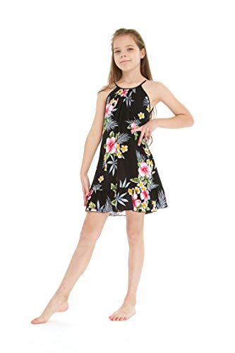 Image of Family Matching Hawaiian Clothes, Hibiscus Black | Black Hibiscus Print • Soft Rayon Fabric • Family Matching Outfits • Vacation Ready • Luau Party Wear