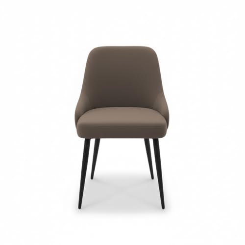Image of Finch Fox Taskpro Modern Unique Velvet Upholstered Seating Living Room Dining Chair with Black Metal Legs in Dark Brown Color (Set of 4)