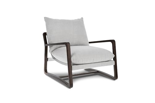 Sillón Curvado Madera Natural Tela Neutra miniatura 1