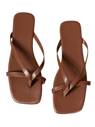 Image of GORGLITTER Women's Strappy Square Toe Thong Sandals Dressy Summer Cute Vacation Beach Comfortable Flip Flops Slide Shoes 2026