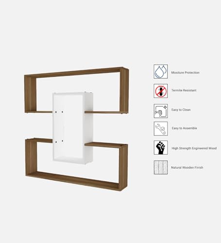 Image of MIZZ Multipurpose Modular Wall Racks /Shelves /Organiser /Decor Particle Board Wall Shelf (Number of Shelves - 6, Beige, White)