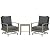 Outsunny 3-Piece Patio Wicker Bistro Set with Cushions, Aluminum Frame Outdoor PE Rattan Conversation Furniture with 2 Rocking Chairs, Slat Top Coffee Table for Porch, Backyard, Garden, Dark Gray