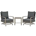 Outsunny 3-Piece Patio Wicker Bistro Set with Cushions, Aluminum Frame Outdoor PE Rattan Conversation Furniture with 2 Rocking Chairs, Slat Top Coffee Table for Porch, Backyard, Garden, Dark Gray
