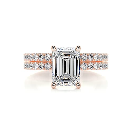 2.5 Carat (ctw) Emerald Cut Bridal Ring Sets for Women 925 Sterling Silver 10K 14K 18K Gold Moissanite Wedding Sets Size 4-124