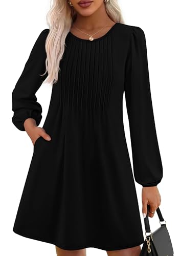 PRETTYGARDEN Fall Dresses for Women 2025 Long Sleeve Mini Short Flowy A Line Casual Holiday Party Tunic Dress Fashion Clothes