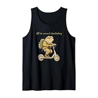 Off to Commit Tomfoolery Funny Frog Scooter Tank Top