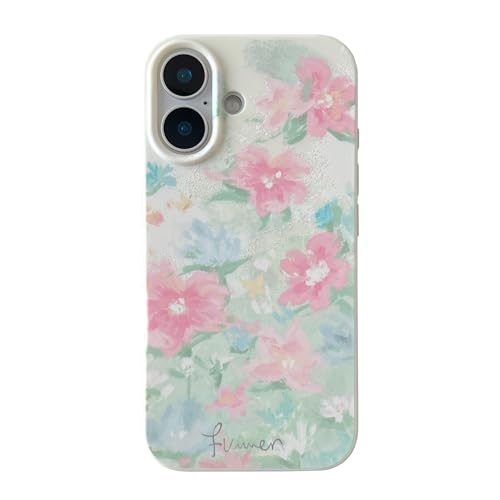 Coque de téléphone souple rose rétro à motif de fleurs pour iPhone 17 Pro