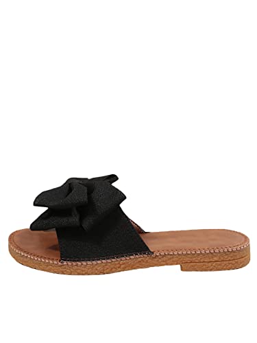 Image of GORGLITTER Women's Bow Flat Sandals Open Toe Slip On Slide Slipper Shoes | Sandals Women Comfortable, Dressy Sandal Women, Y2k Shoes, Dress Slippers for Women, Flats