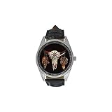 InterestPrint Buffalo Skull with Native American Men's Waterproof Casual Wrist Watches with Black...