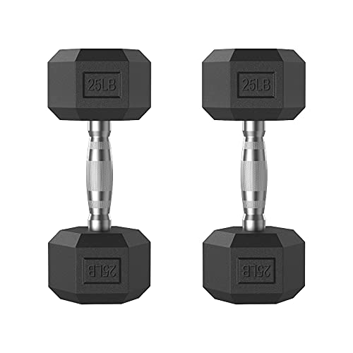 LAILAIJU Hex Dumbbells Weight Lifting Equipment Hand Weight Set for Men Women, Exercise & Fitness Dumbbells for Home Gym, 5/15/35/45/25 lb Dumbbells (25 Pound, Pair)