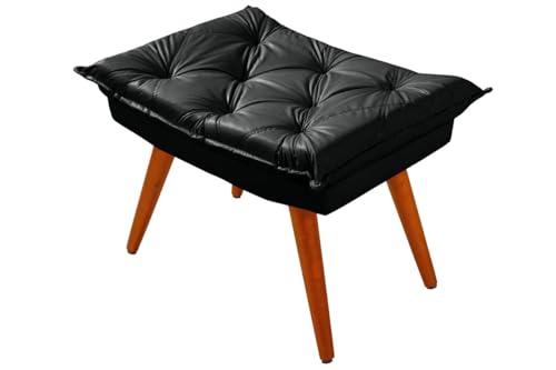 Sofa Cama Caribe Em Courino Couro Sintetico + Duas Banquetas (Preto)