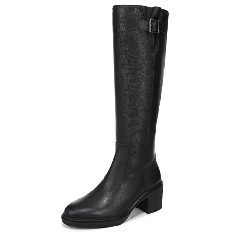 VIONIC Women's Sonora Fashion Boot, Black Leather Wide Calf, 8
