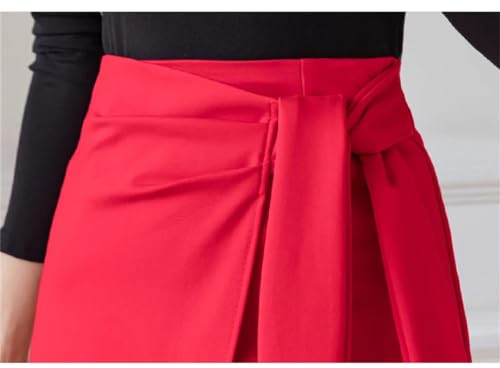 Women's Elegant Lace-Up A-Line Skirts High Waist Office Lady Wrap Midi Skirt All-Match Female Clothing2
