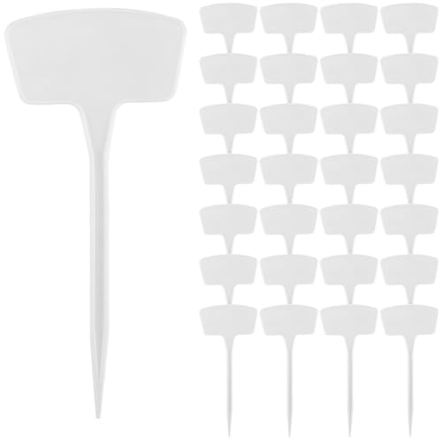 Lot de 100 grands marqueurs blancs de 27 cm pour plantes de jardin, étiquettes de type T, étiquettes en plastique imperméables et réutilisables, idéales pour l'identification des plantes en extérieur